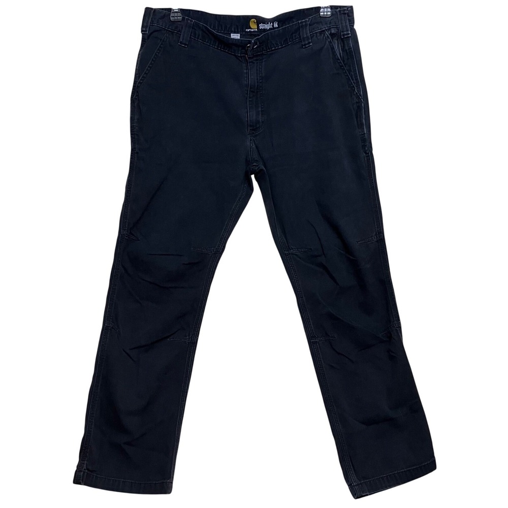 Carhartt Work Pants Men 38x30 Black Excellent Straight‎ Fit Canvas Dungaree